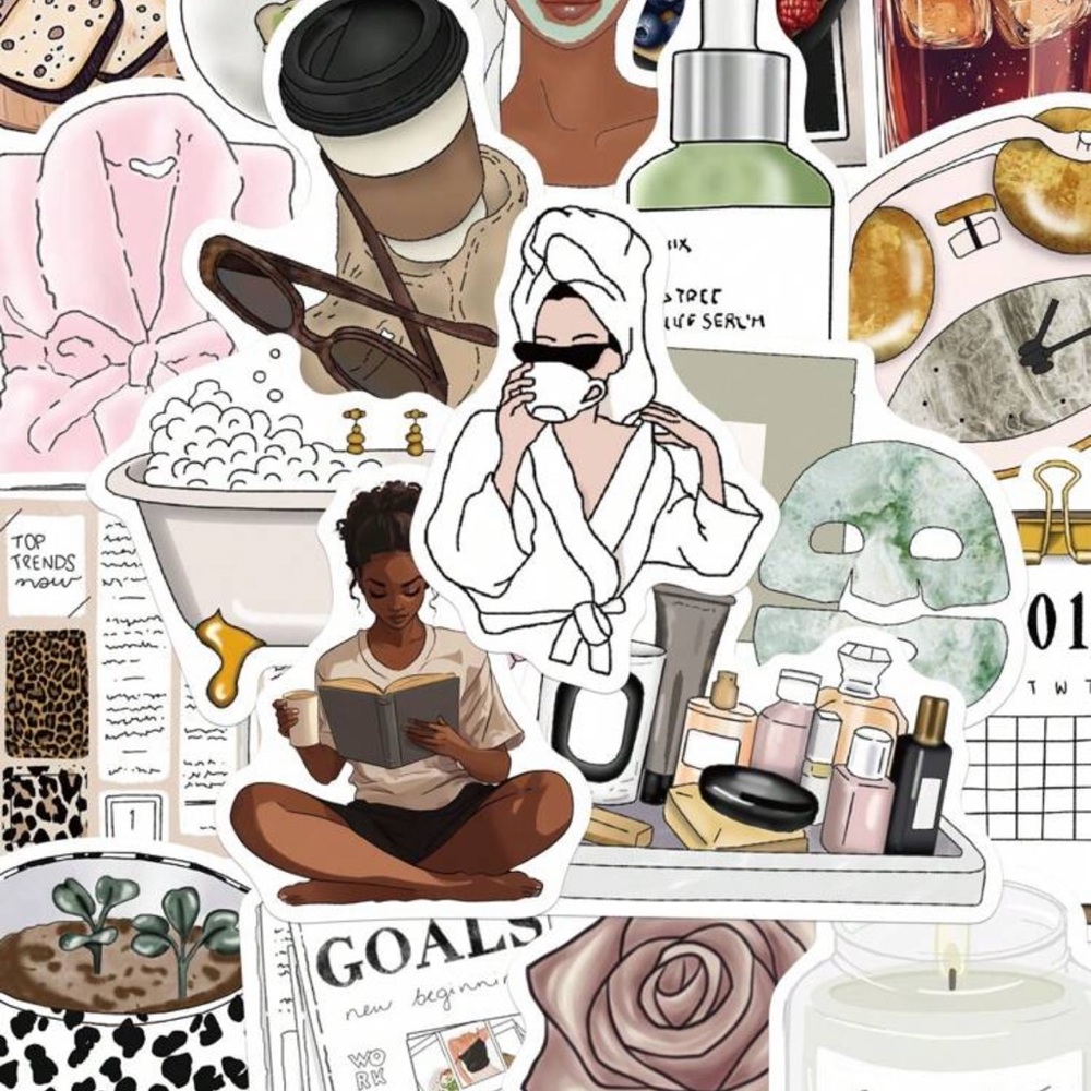 50Pcs Exquisite Girl Stickers Waterproof PVC Gift Cartoon Decoration Scrapbook